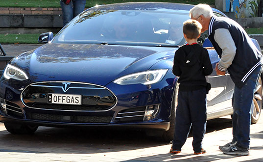 A Tesla electric vehicle - photo by John Roxborough.